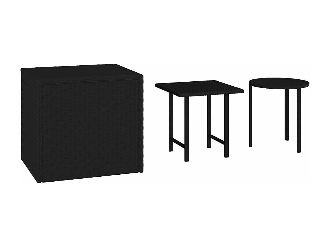 Bijzettafels 3 st poly rattan zwart
