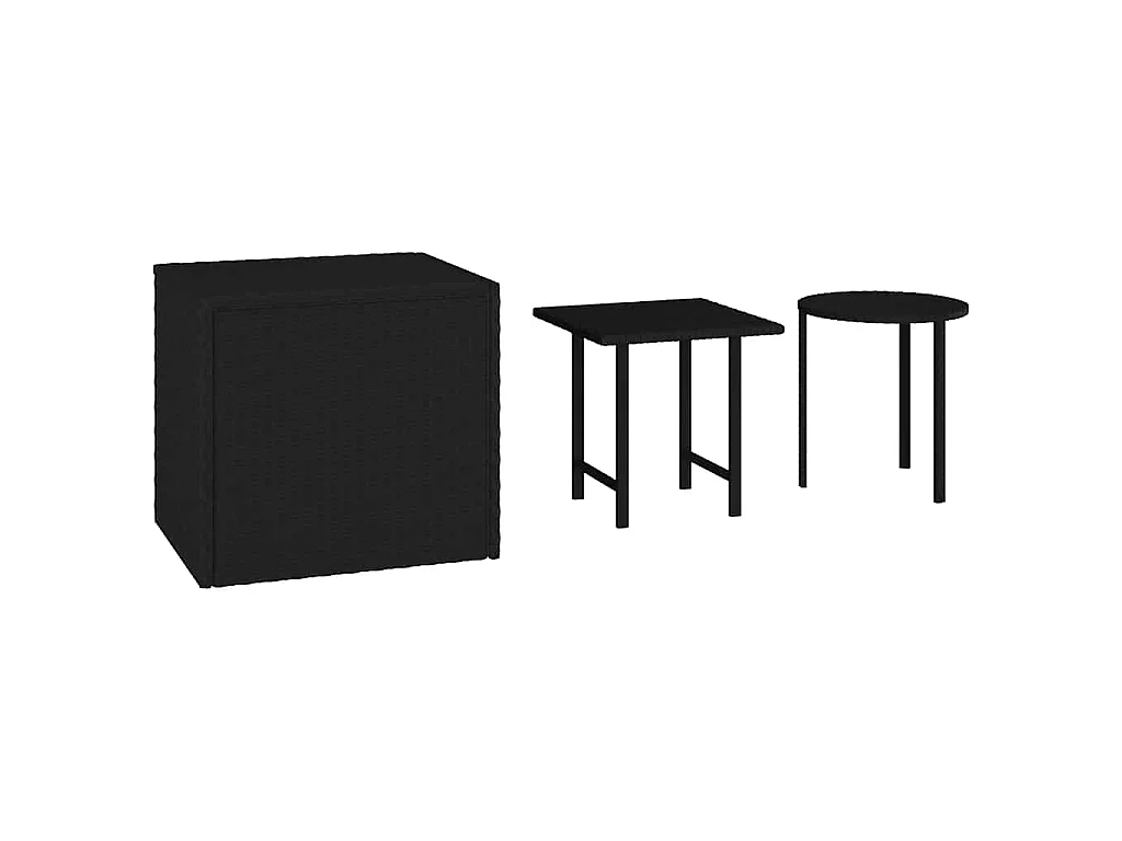 Beistelltische 3 Stk. Schwarz Poly Rattan
