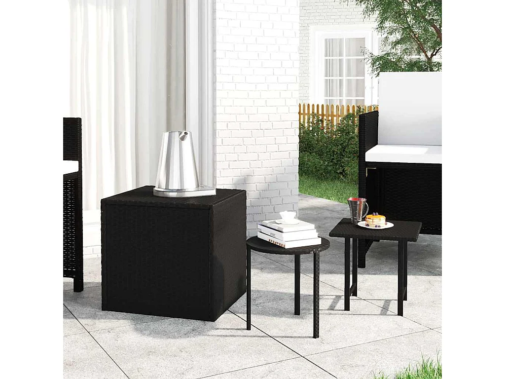 Beistelltische 3 Stk. Schwarz Poly Rattan