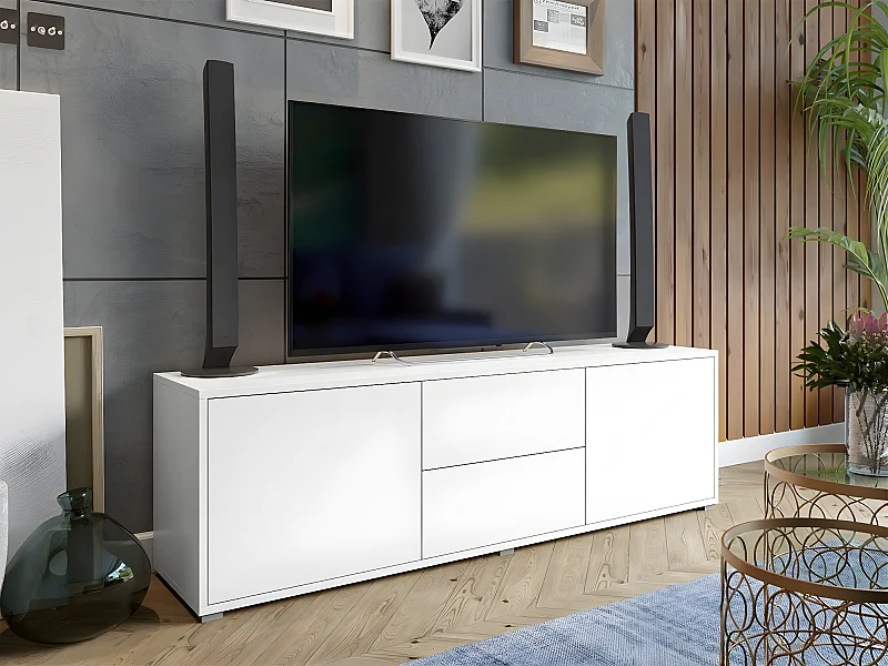 Meuble TV Comfivo Fersoe 109, Blanc, 141x50x41cm