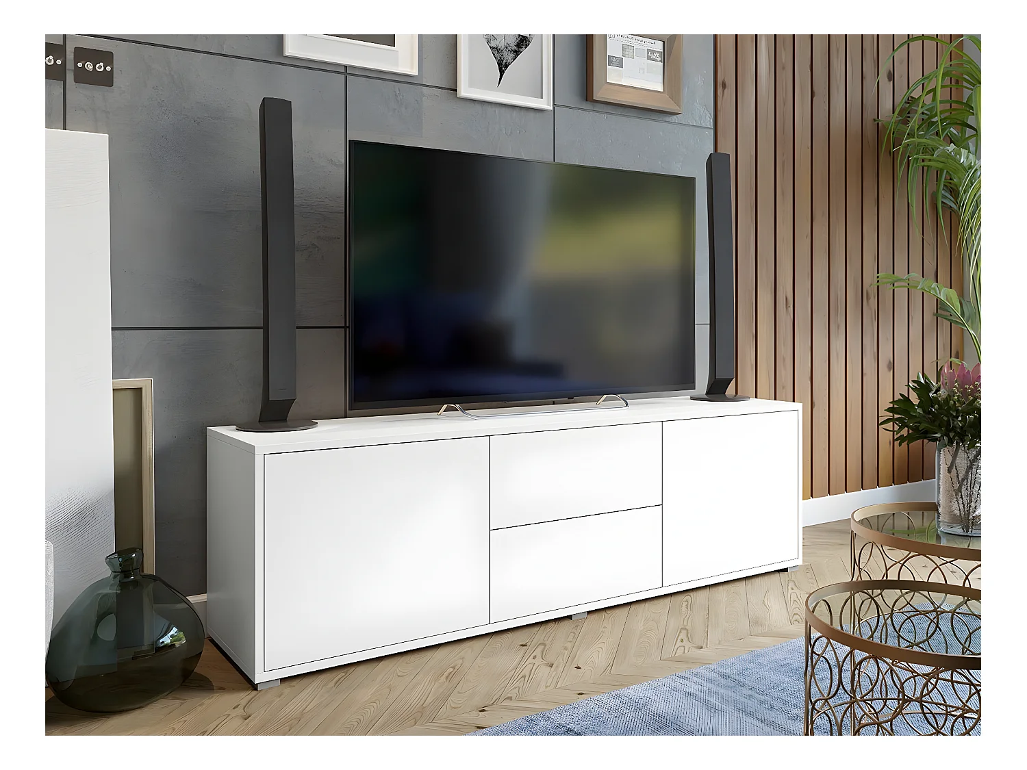 Mobile porta TV Comfivo Fersoe 109, Bianco, 141x50x41cm