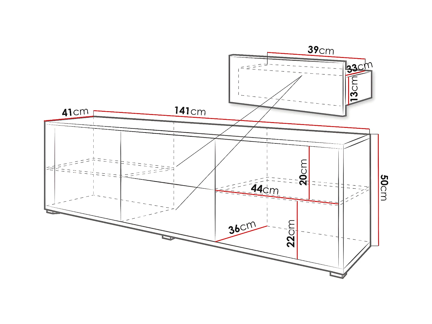 Mobile porta TV Comfivo Fersoe 109, Bianco, 141x50x41cm