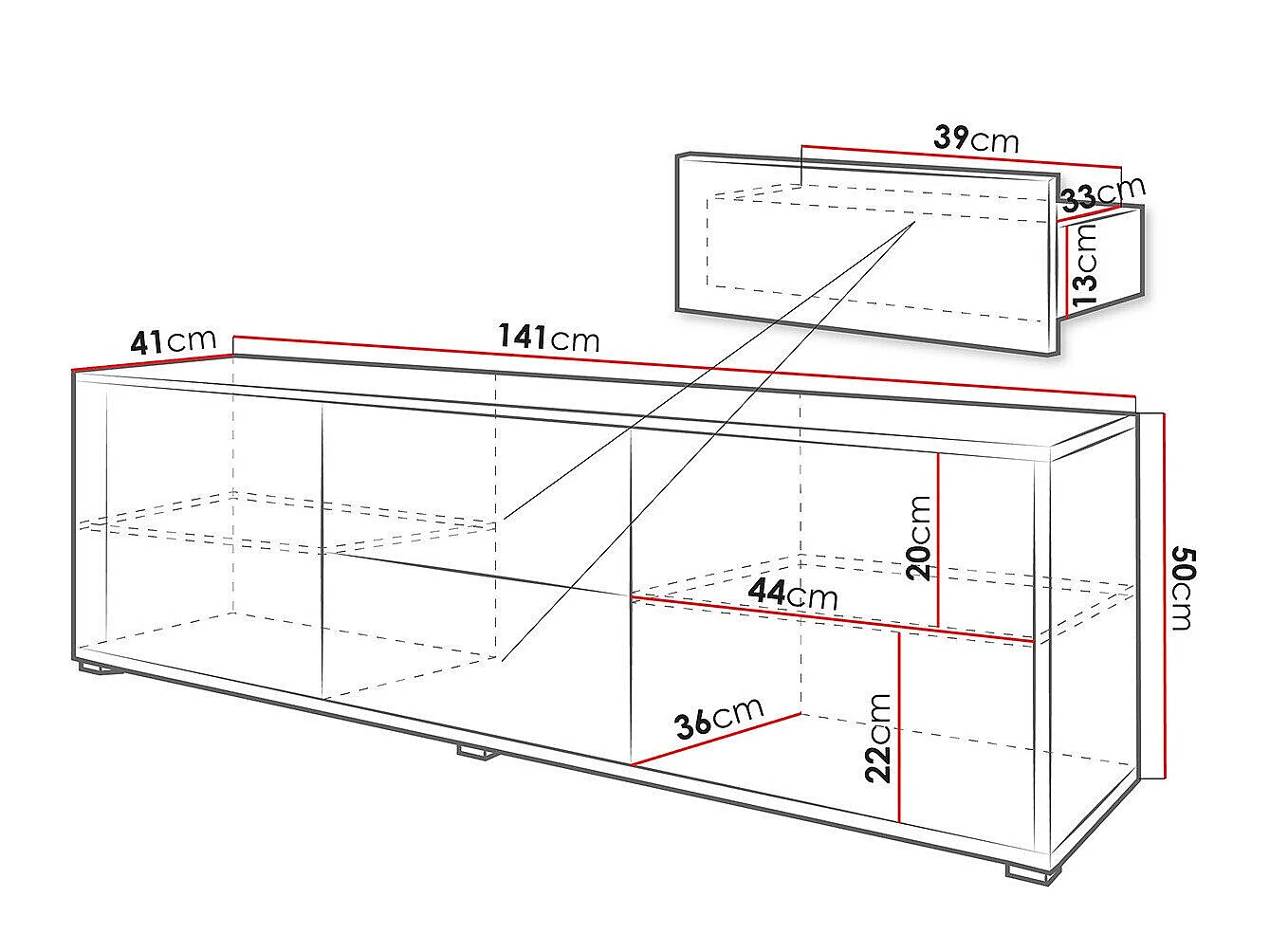 Mobile porta TV Comfivo Tutela, Bianco, 141x50x41cm