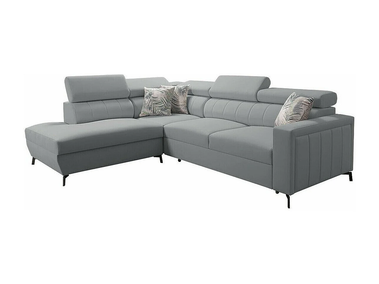 Divano angolare Sarasota 147, Grigio, Con, 275x224x83cm