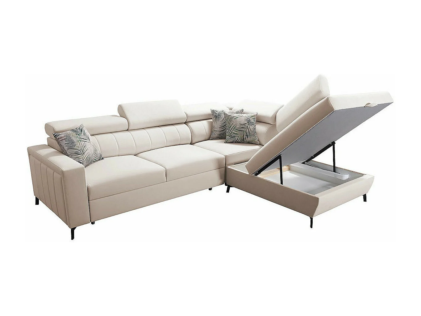 Divano angolare Sarasota 147, Grigio, Con, 275x224x83cm