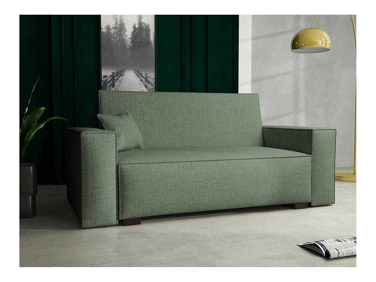 Canapé convertible Columbus 193, Boîte de literie, 85x172x98cm, Mobilier déjà assemblé