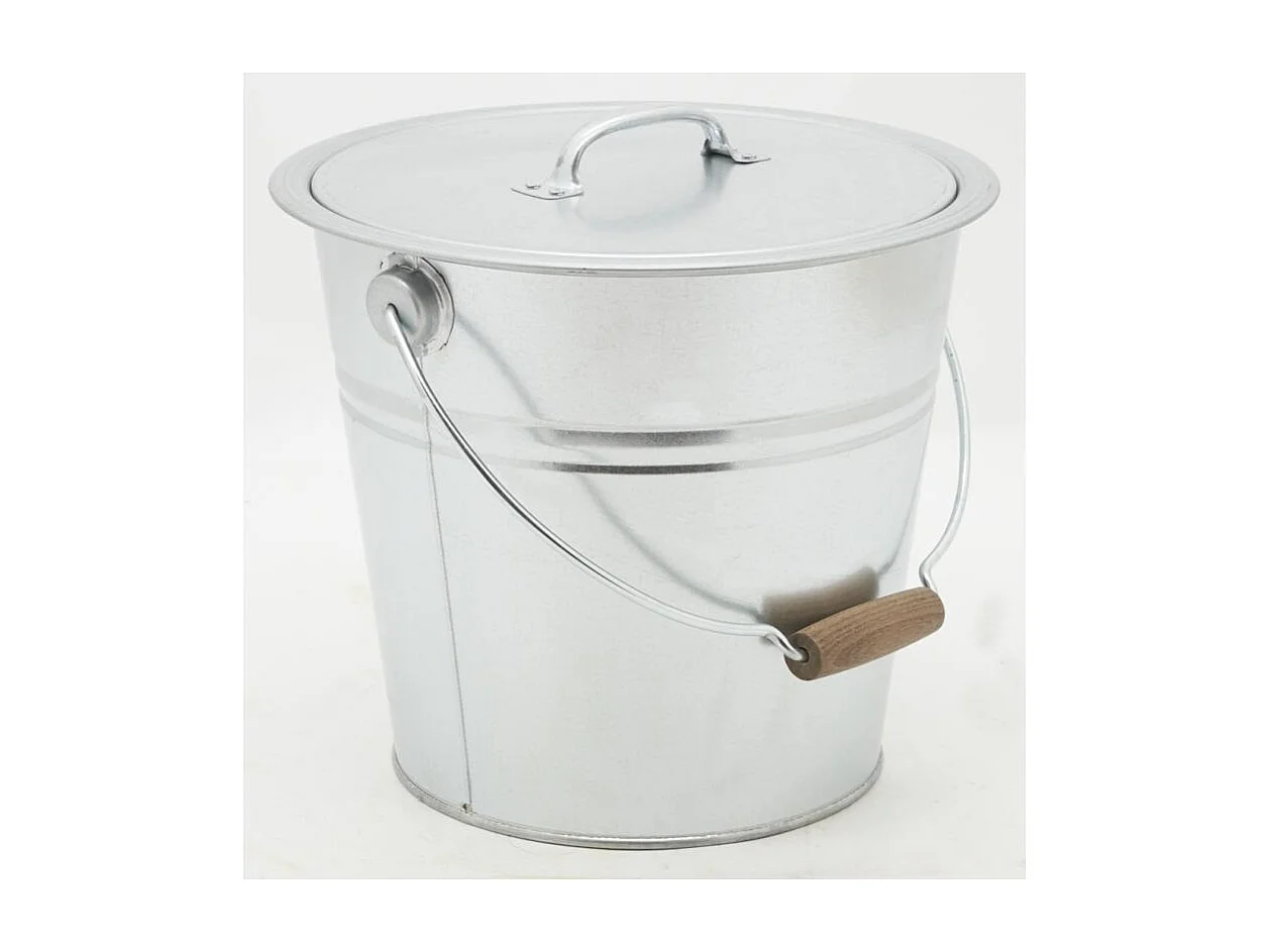 Seau à pellets ou cendres en métal galvanisé Rond 10 Litres