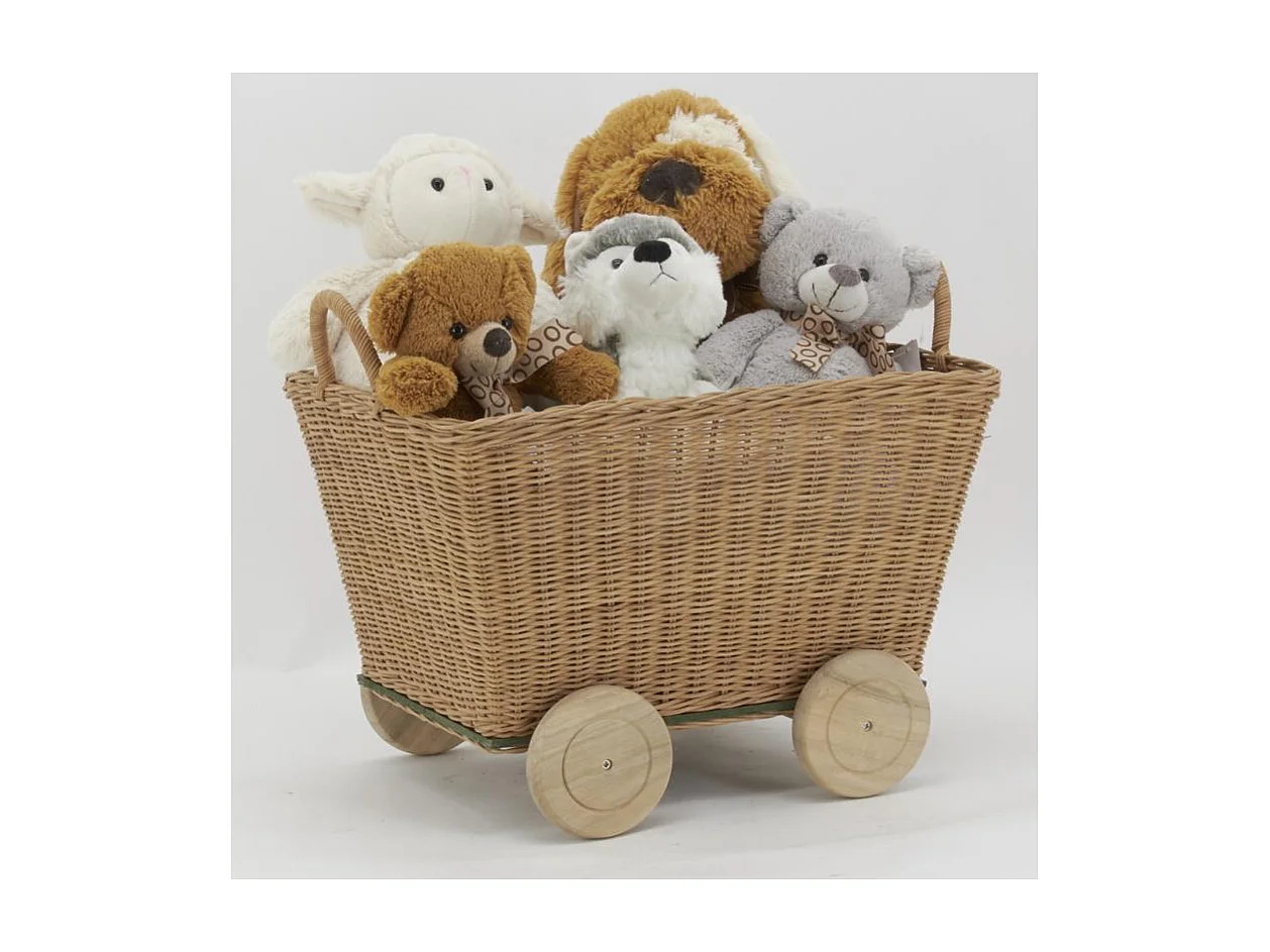 Chariot en rotin et bois