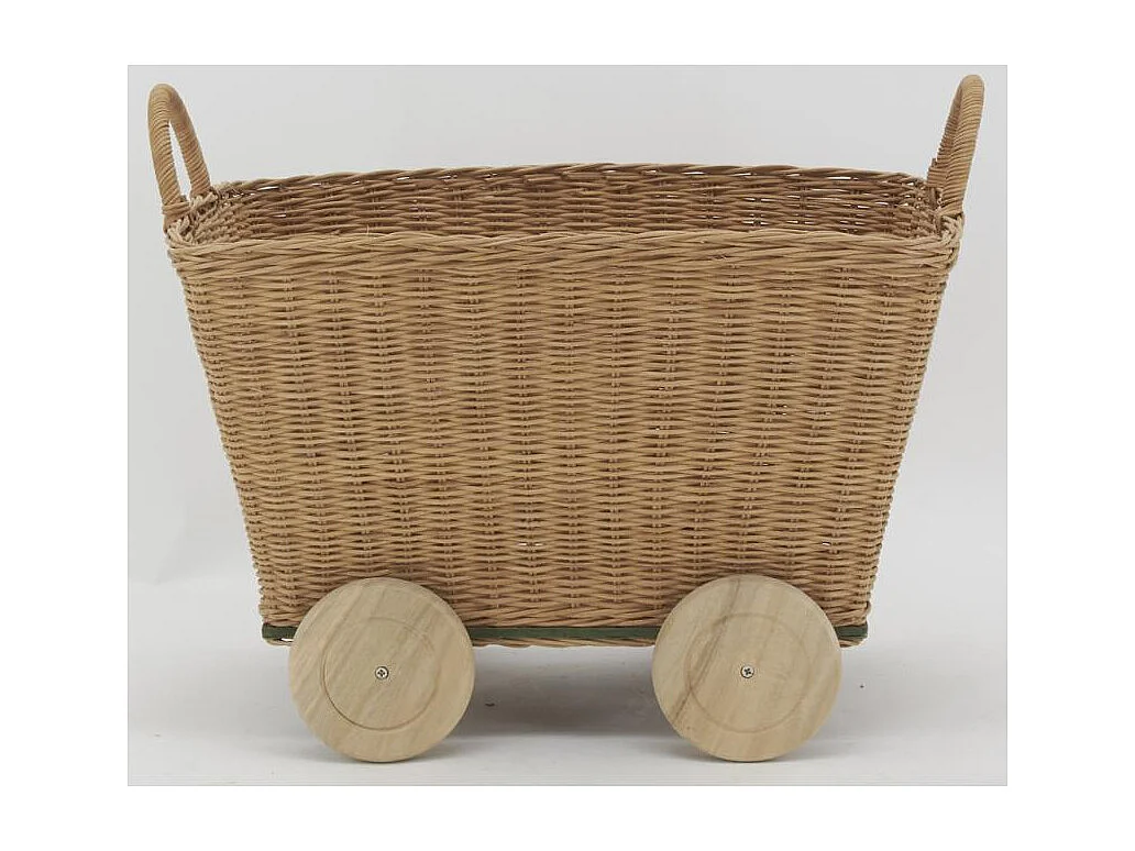 Chariot en rotin et bois