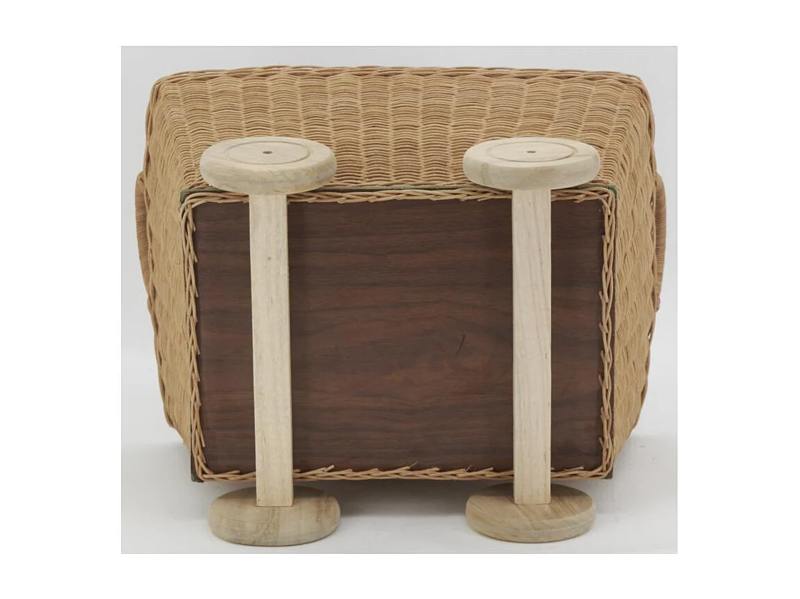 Chariot en rotin et bois