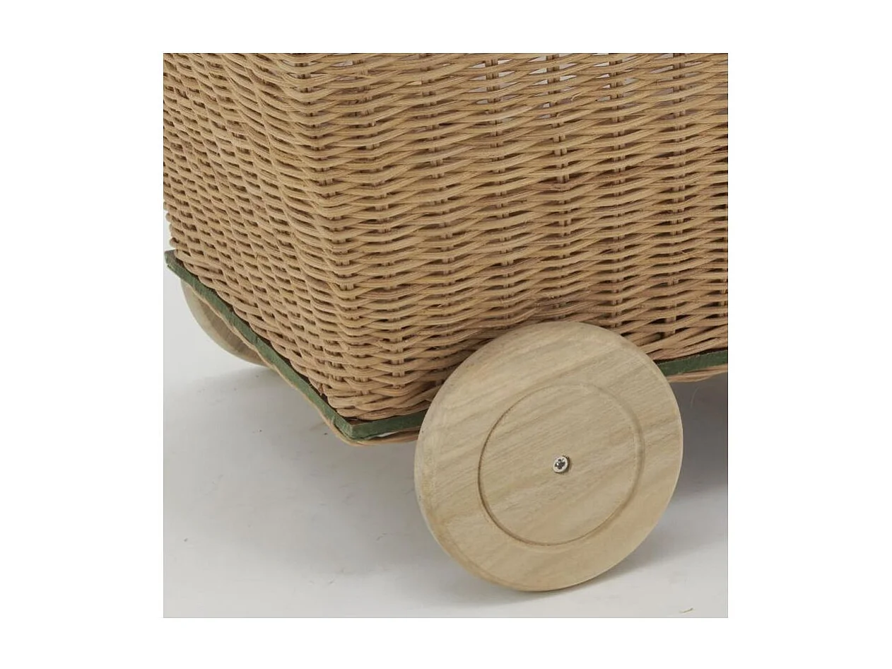 Chariot en rotin et bois