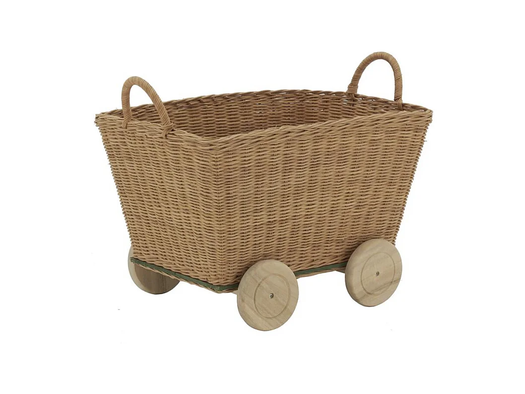 Chariot en rotin et bois