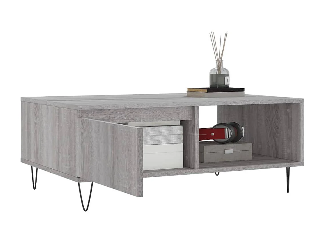 Salontafel 90x60x35 cm bewerkt hout grijs sonoma eikenkleurig
