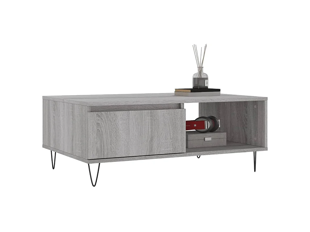 Table basse sonoma gris 90x60x35 cm bois d'ingénierie