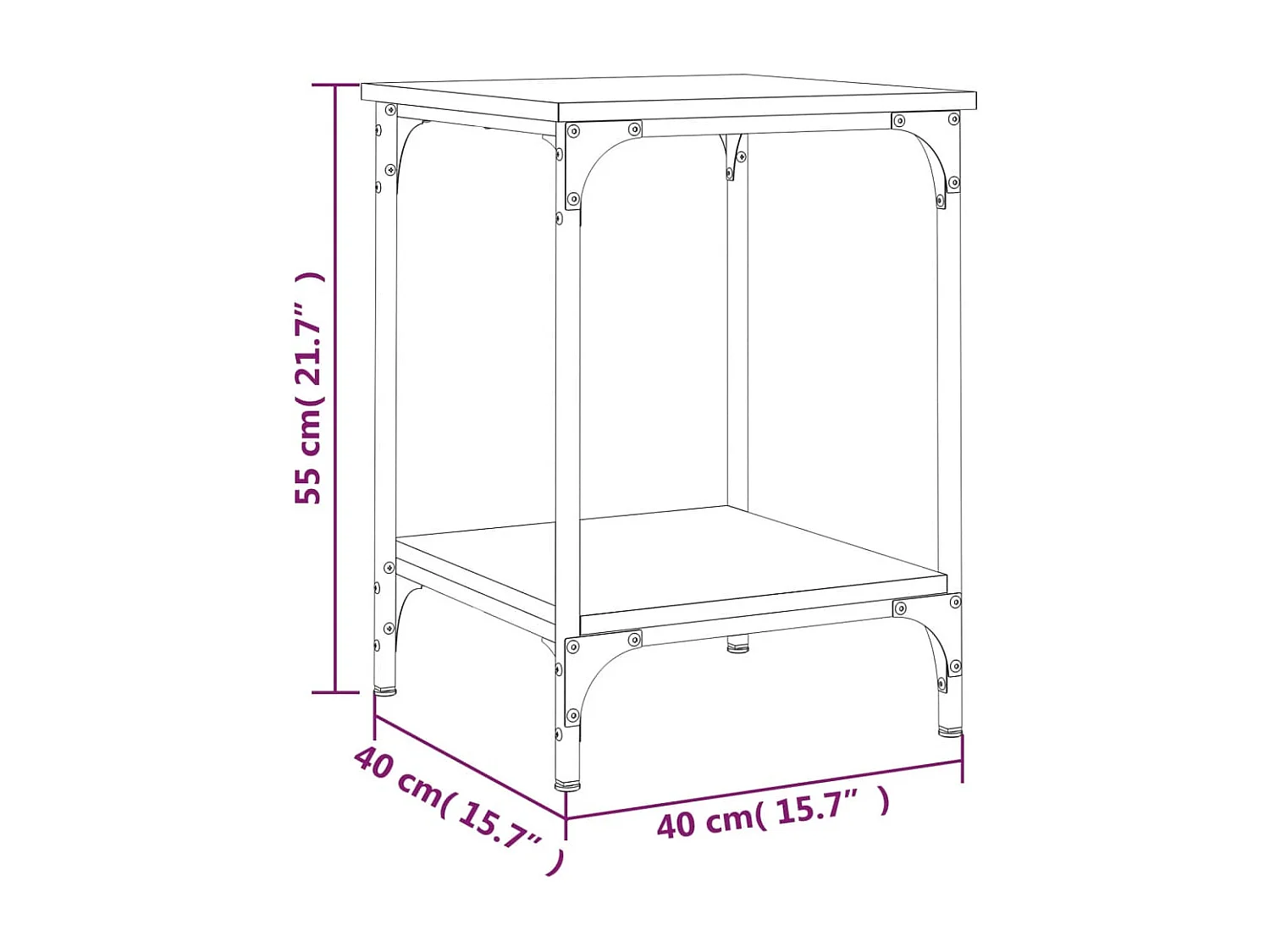 Salontafel 40x40x55 cm bewerkt hout zwart