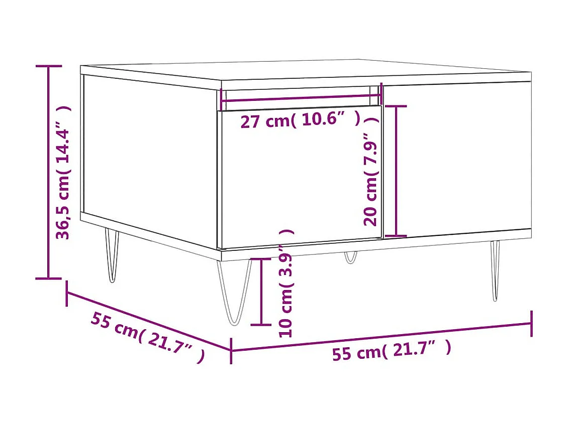 Salontafel 55x55x36,5 cm bewerkt hout zwart