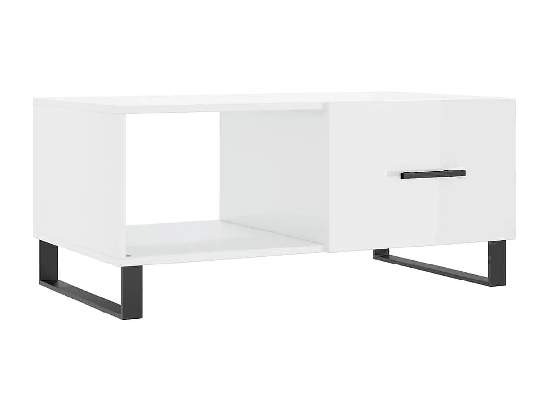 Table basse Blanc brillant 90x50x40 cm Bois d'ingénierie