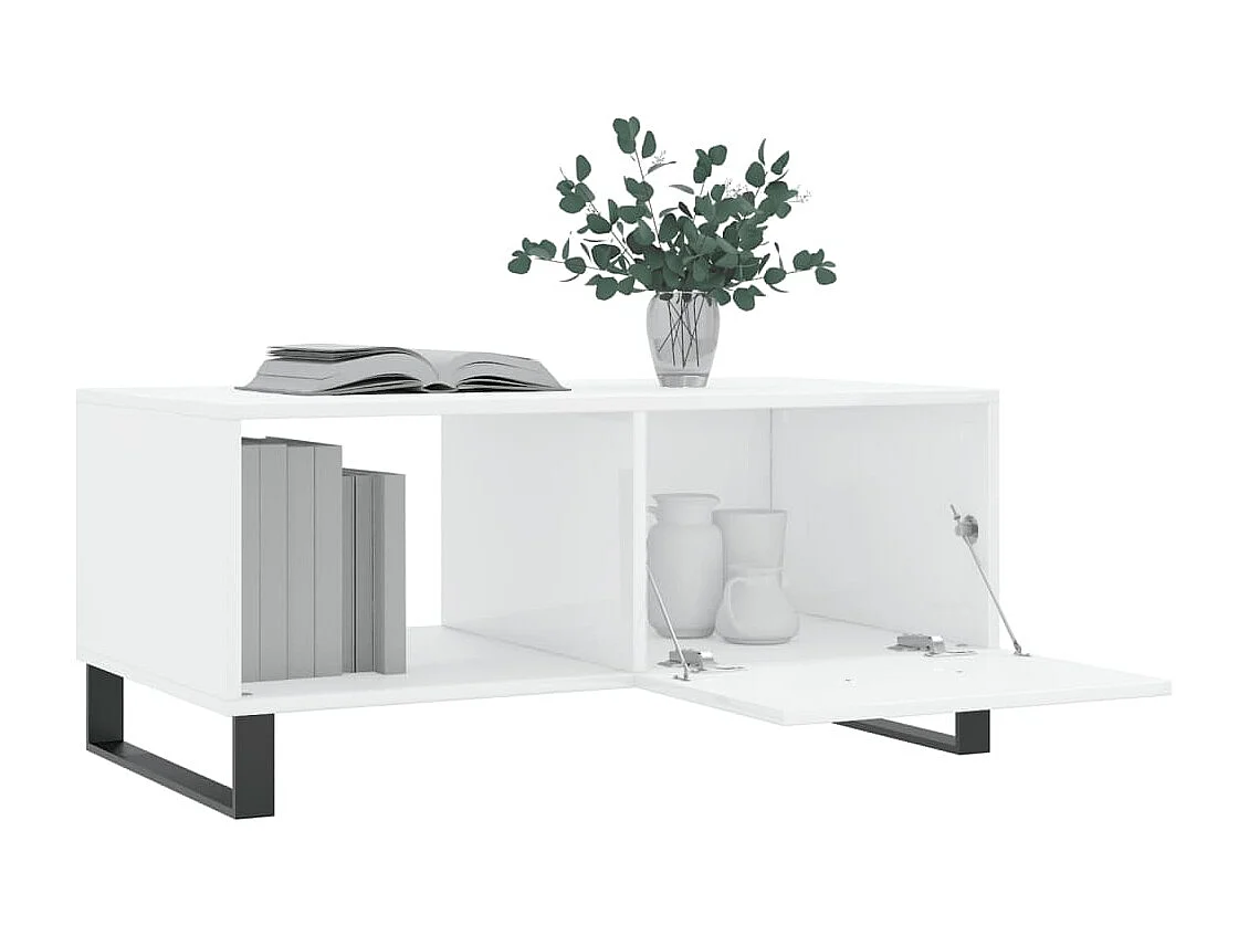Table basse Blanc brillant 90x50x40 cm Bois d'ingénierie