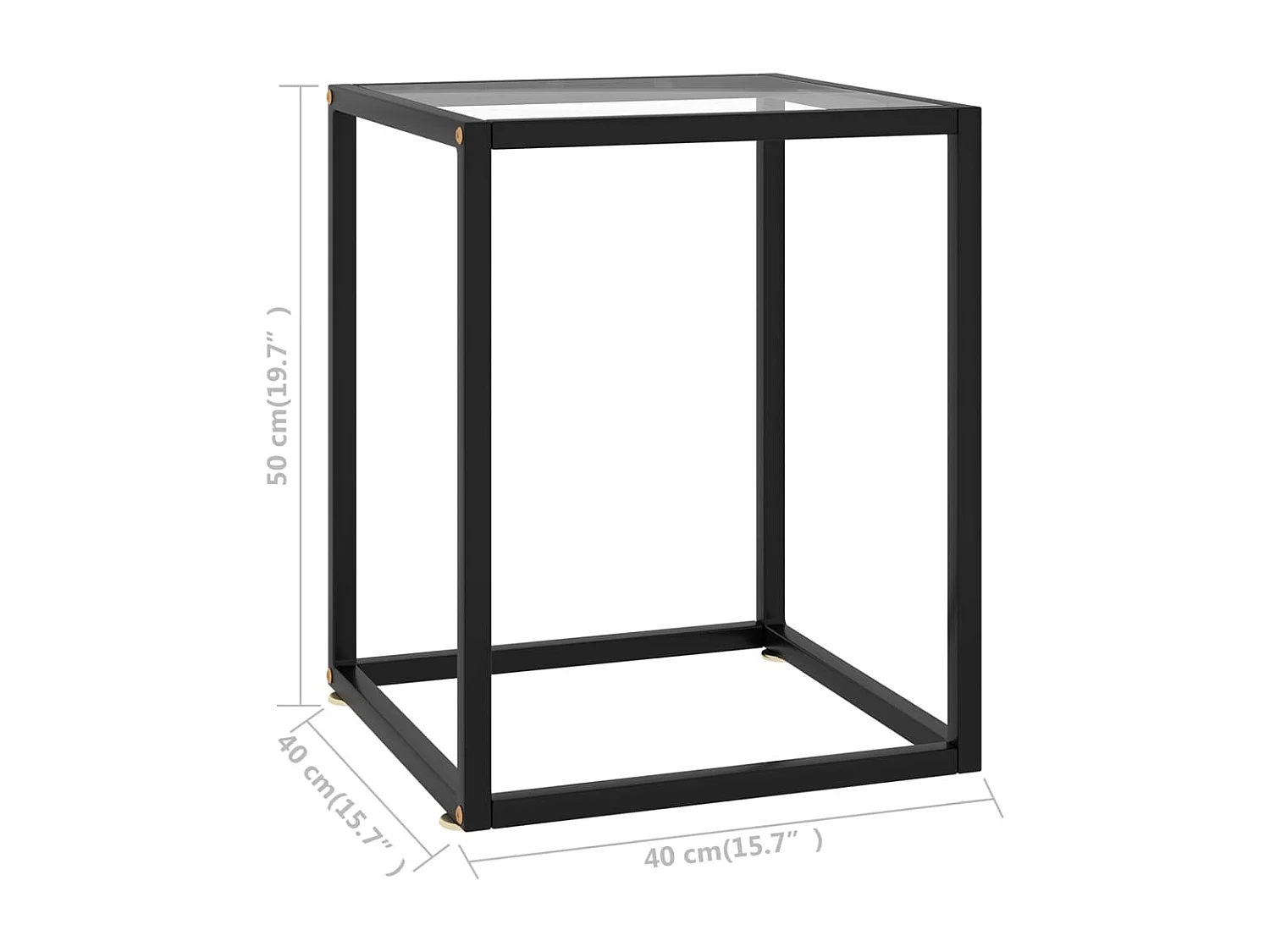 Mesa de centro 40x40x50 cm preto com vidro temperado