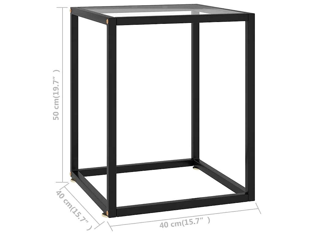 Couchtisch Schwarz mit Hartglas 40x40x50 cm