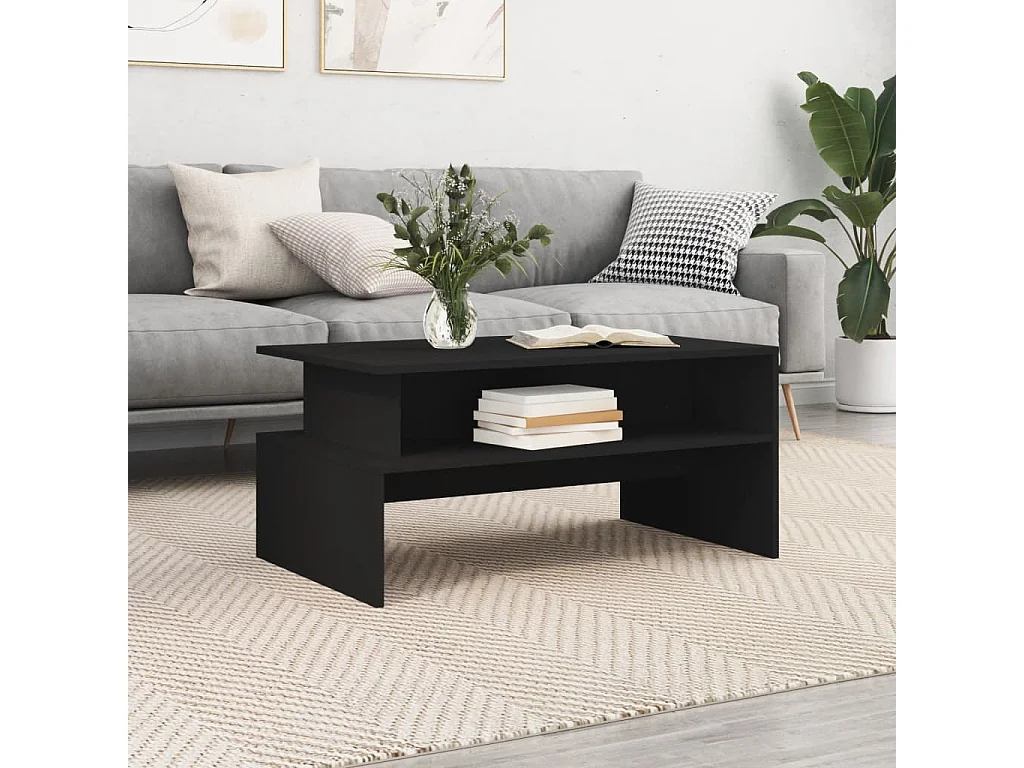 Table basse noir 90x55x42,5 cm bois d'ingénierie