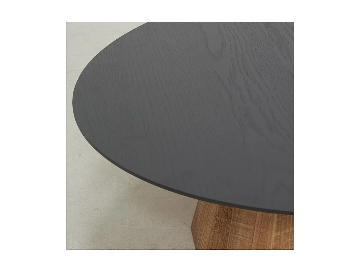 Table basse en pin recyclé naturel et noir REWOOD Grand modèle