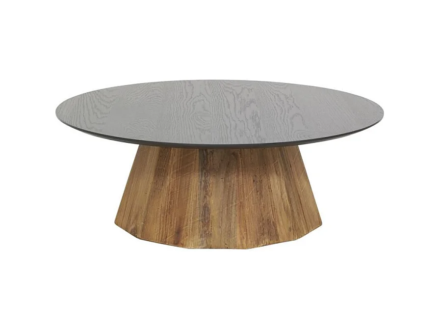 Table basse en pin recyclé naturel et noir REWOOD Grand modèle