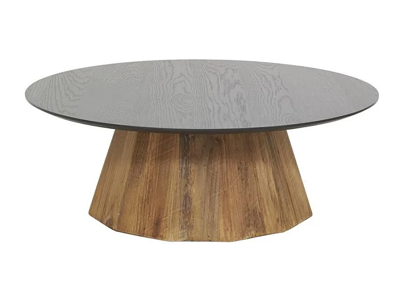 Table basse 90 cm en pin recyclé naturel et noir Rewood