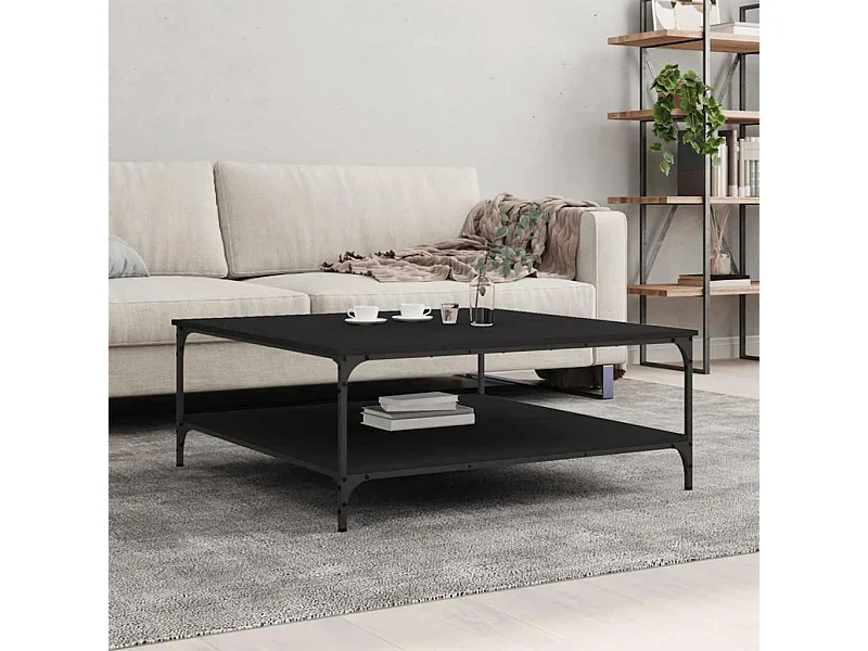Table basse noir 100x100x40 cm bois d'ingénierie