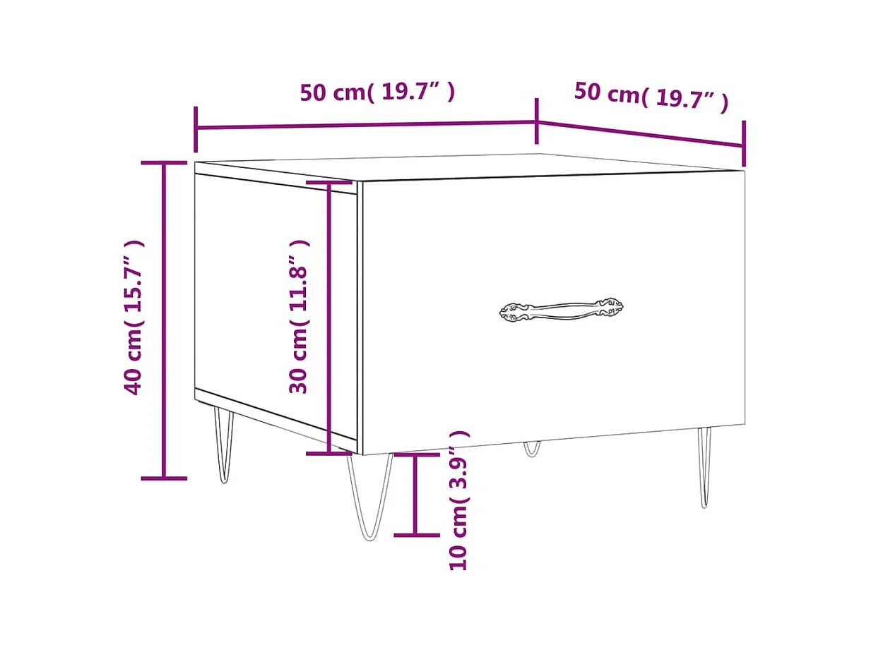 Table basse Chêne sonoma 50x50x40 cm Bois d'ingénierie