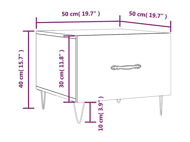 Table basse Chêne sonoma 50x50x40 cm Bois d'ingénierie
