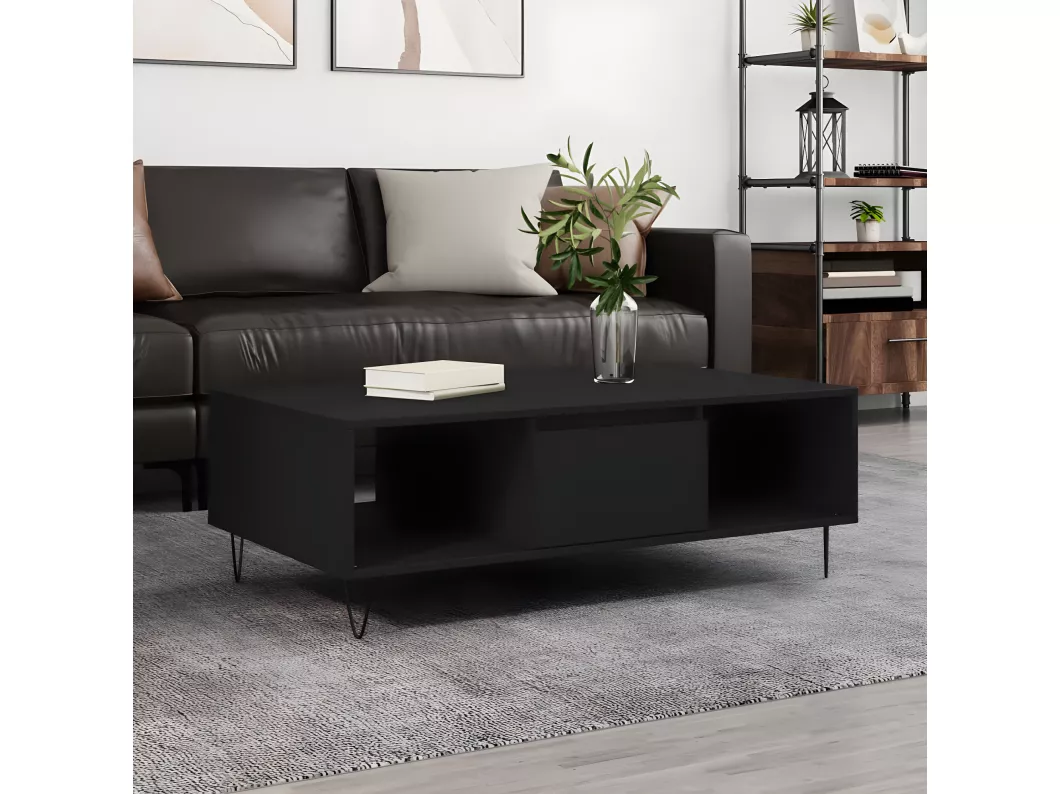 Kauf Unique Couchtisch Schwarz 104x60x35 cm Holzwerkstoff