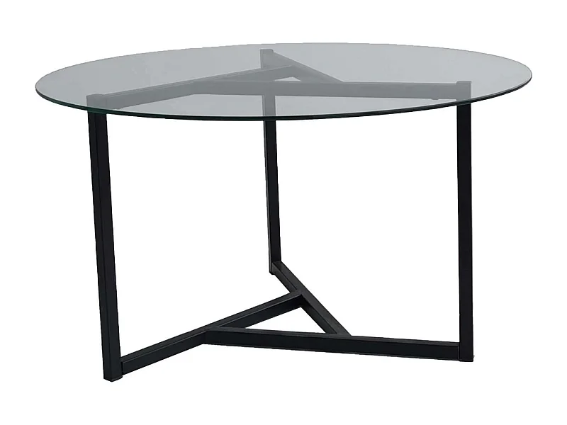Mesa de café Kailua 1422, Nogal, 42cm, Diámetro: 75, Vidrio templado, Redonda