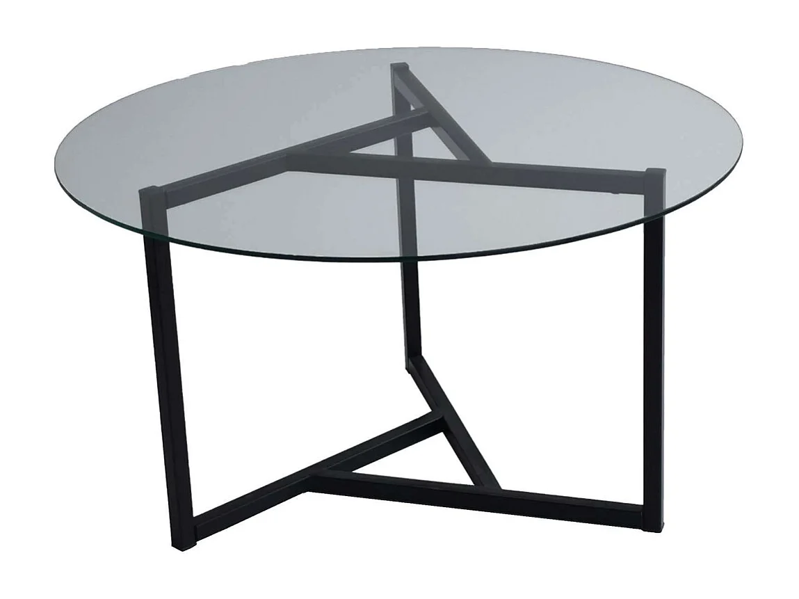 Mesa de café Kailua 1422, Nogal, 42cm, Diámetro: 75, Vidrio templado, Redonda