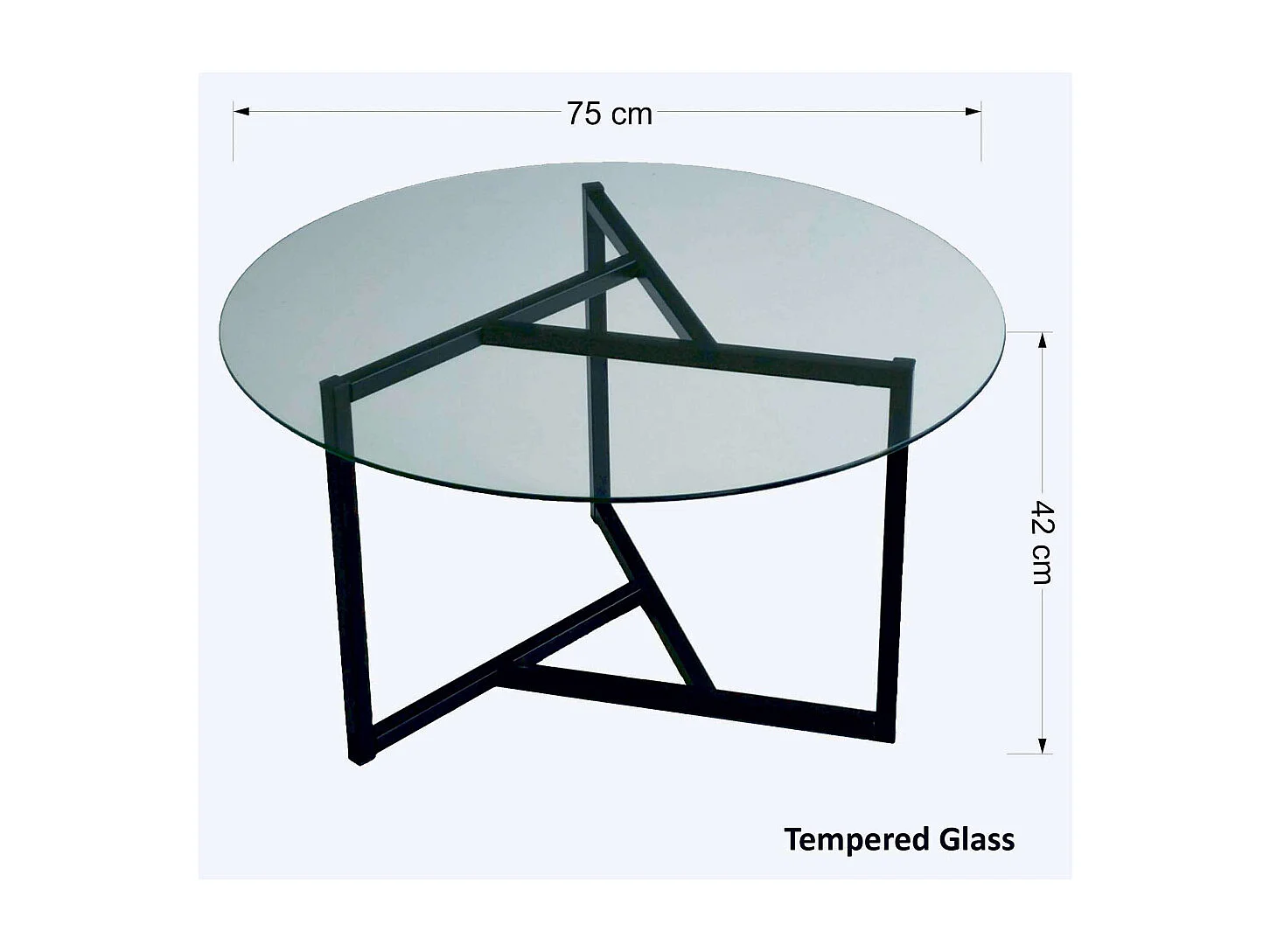 Table basse en verre trempé et métal Trio