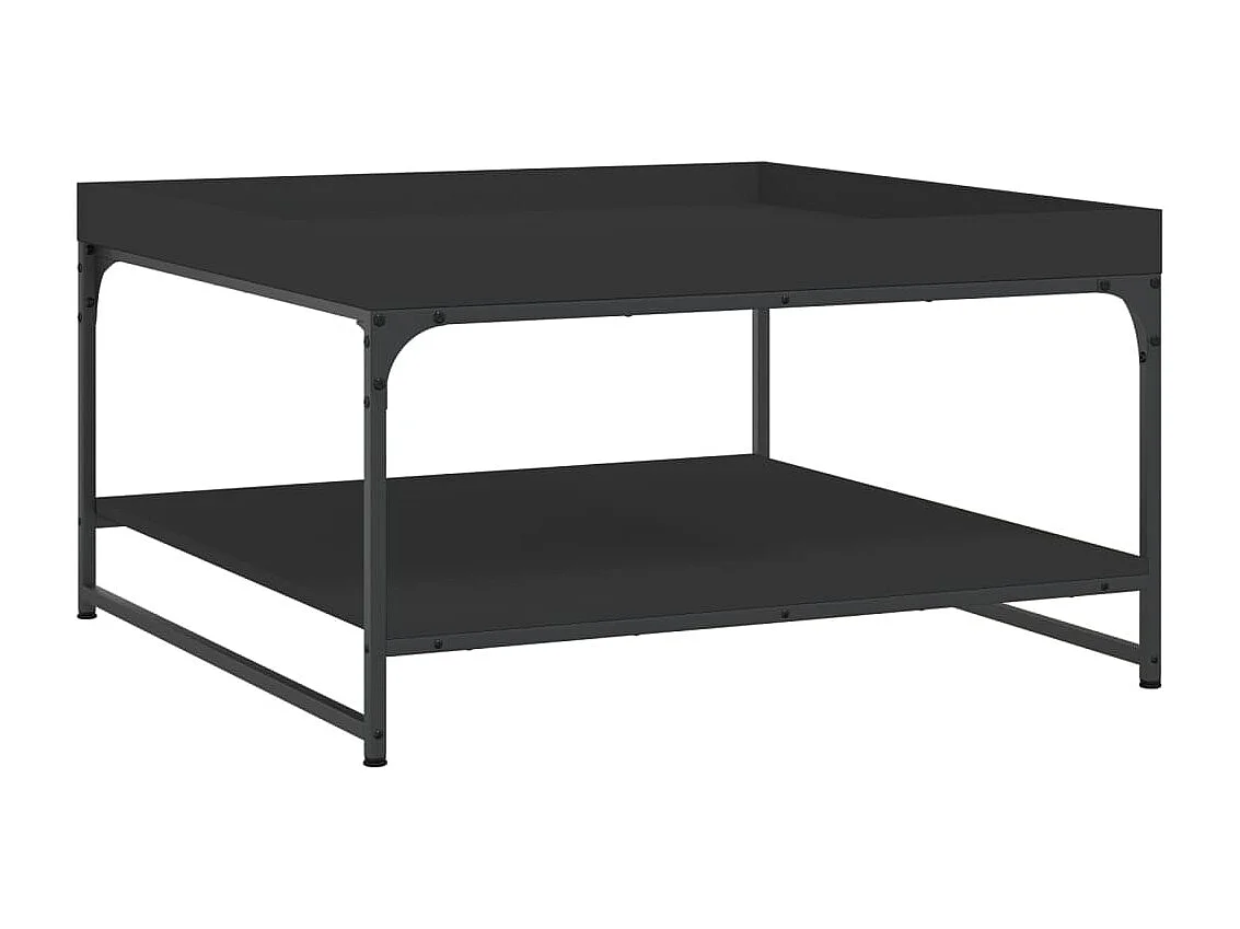 Table basse noir 80x80x45 cm bois d'ingénierie et fer