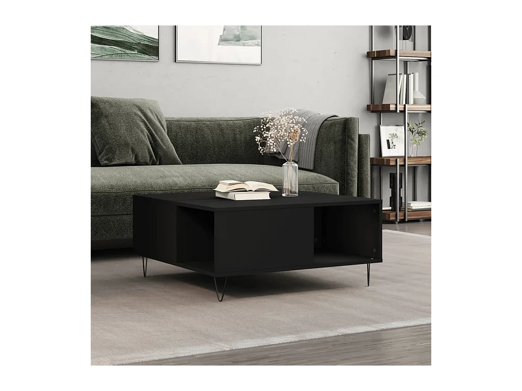 Table basse noir 80x80x36,5 cm bois d'ingénierie