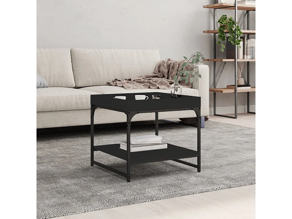 Table basse noir 49,5x49,5x45 cm bois d'ingénierie