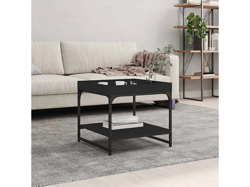 Table basse noir 49,5x49,5x45 cm bois d'ingénierie