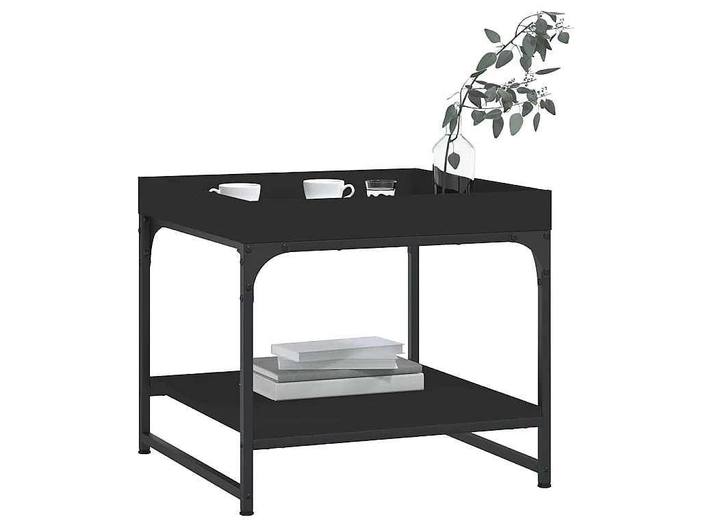 Table basse noir 49,5x49,5x45 cm bois d'ingénierie