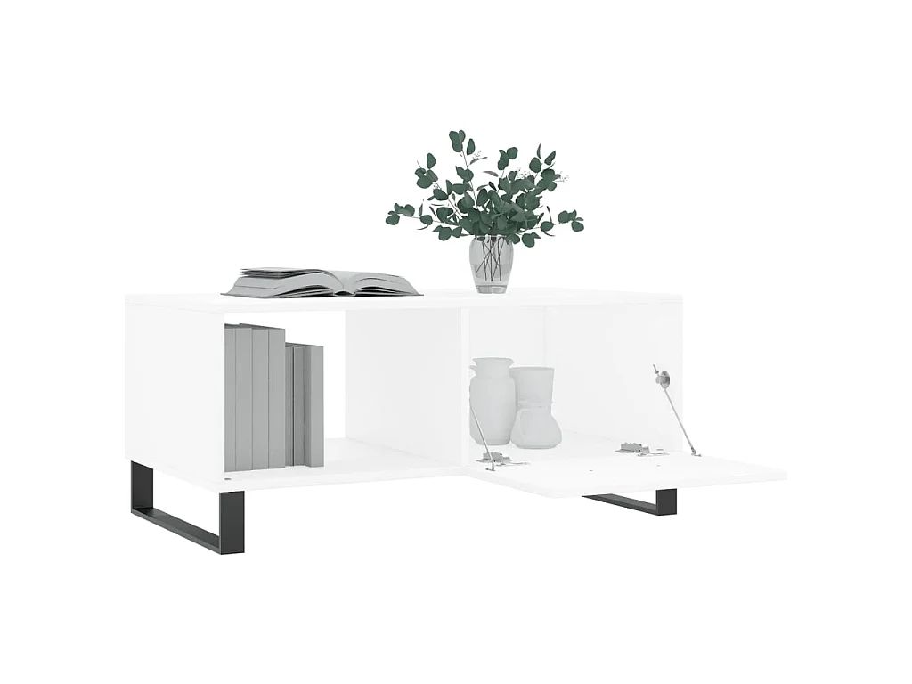 Table basse blanc 90x50x40 cm bois d'ingénierie