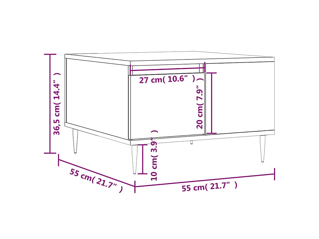 Salontafel 55x55x36,5 cm bewerkt hout zwart