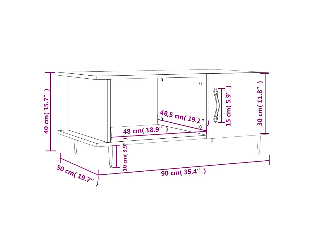 Couchtisch Schwarz 90x50x40 cm Holzwerkstoff