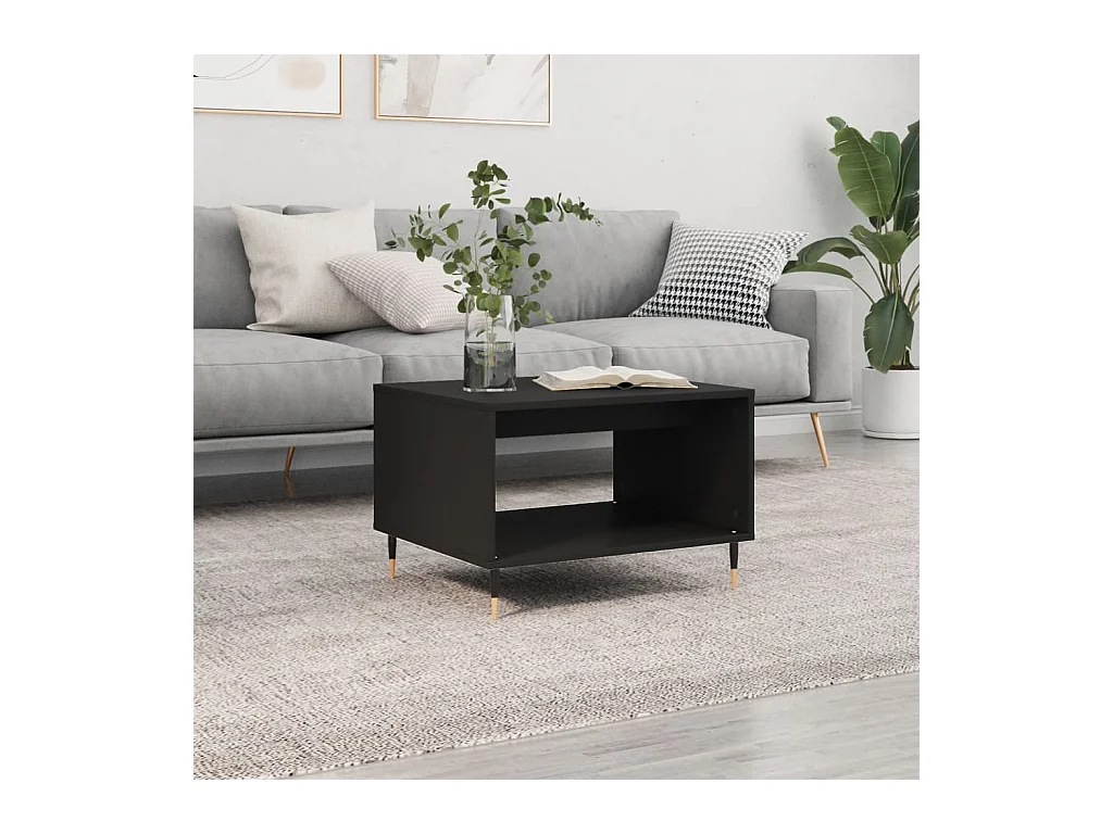 Table basse noir 60x50x40 cm bois d'ingénierie