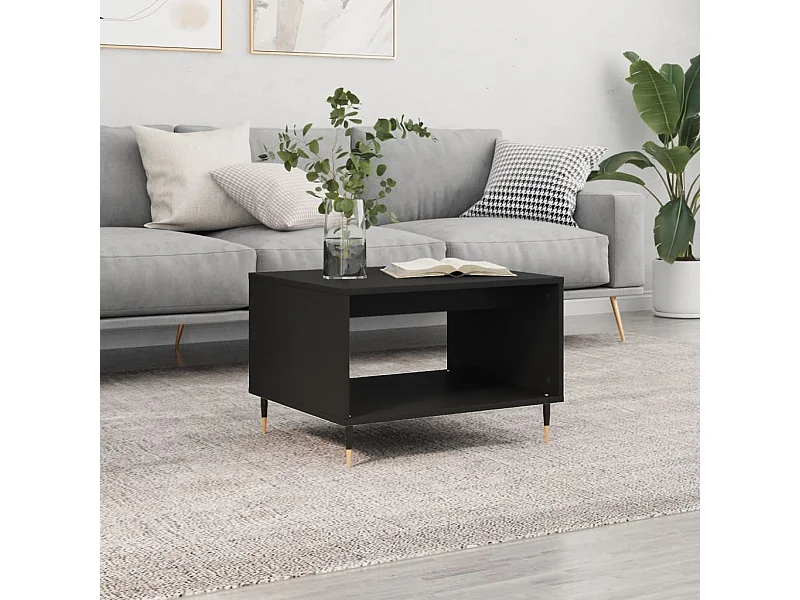 Table basse noir 60x50x40 cm bois d'ingénierie