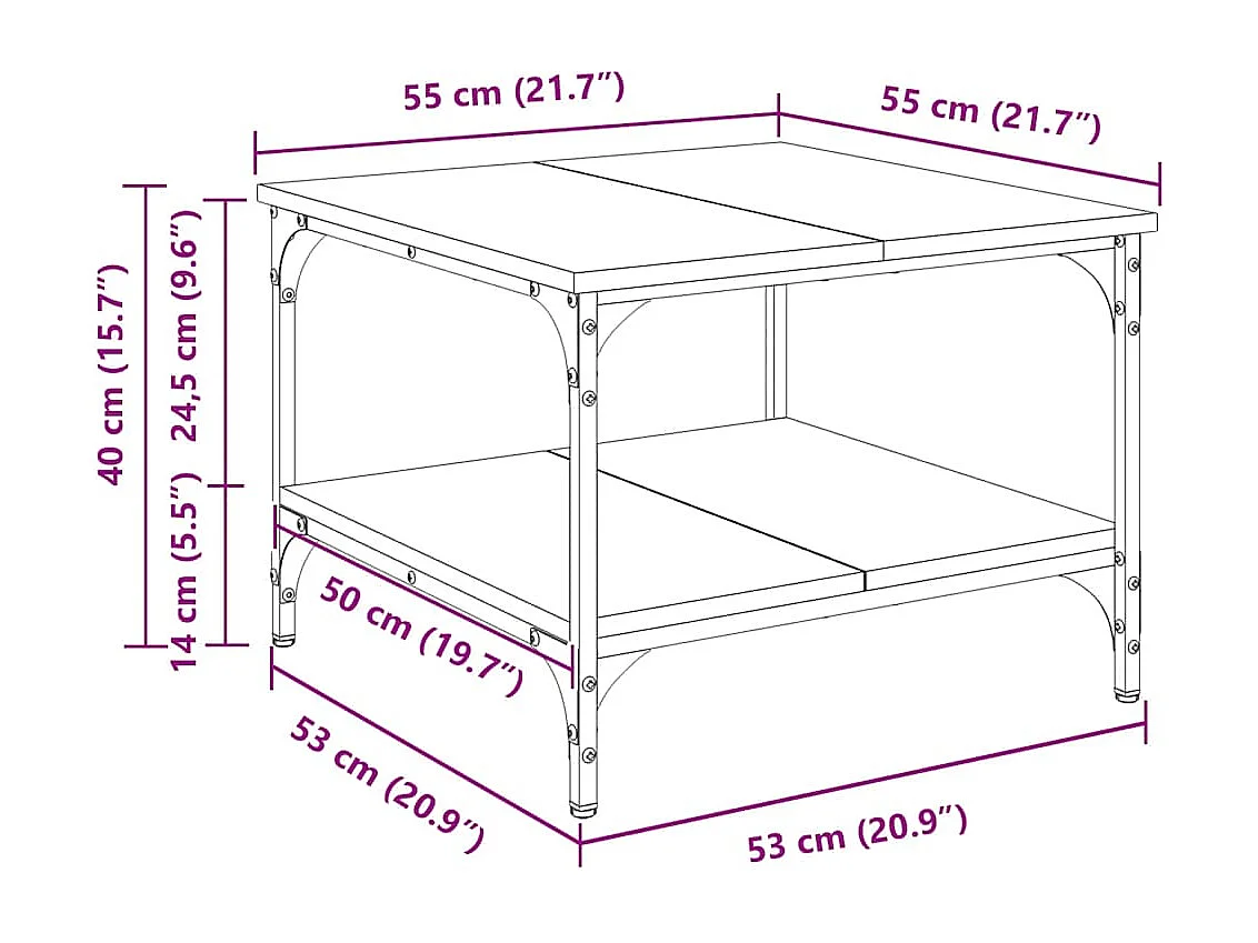 Tavolino da Salotto Nero 55x55x40 cm in Legno Multistrato