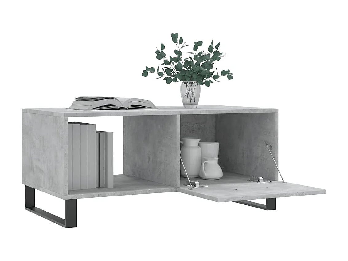 Table basse gris béton 90x50x40 cm bois d'ingénierie