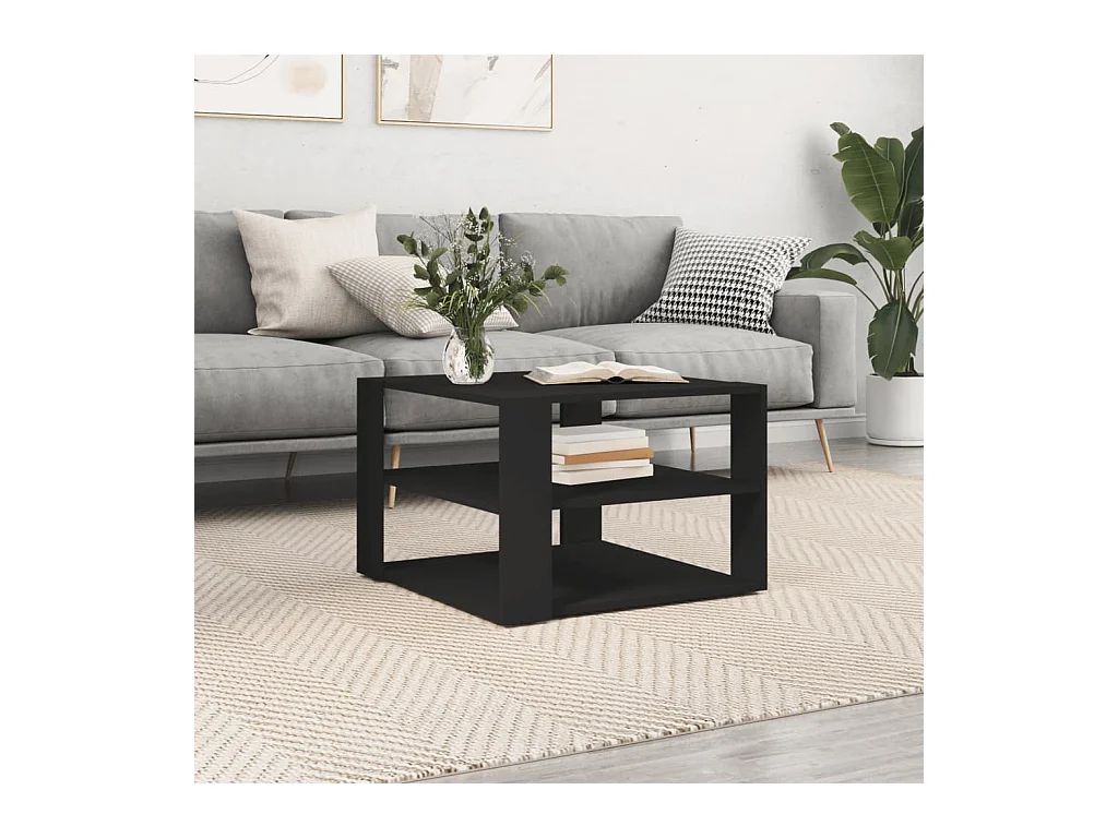 Table basse noir 59,5x59,5x40 cm bois d'ingénierie