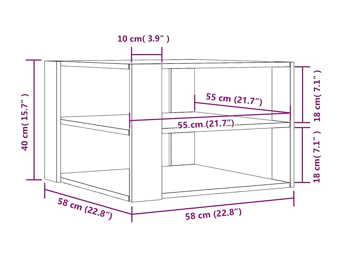 Table basse noir 58x58x40 cm bois d'ingénierie