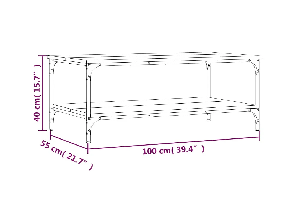 Table basse noir 100x55x40 cm bois d'ingénierie